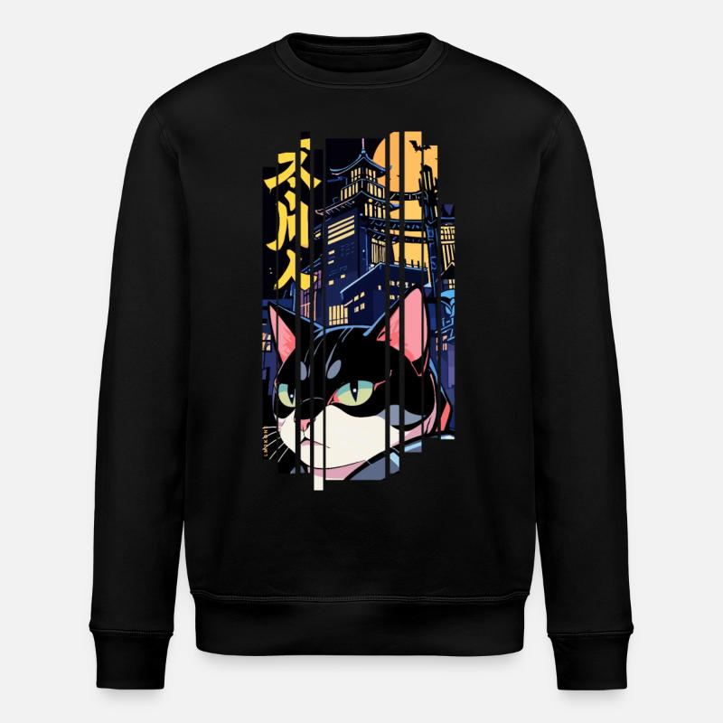 Halloween-Katze orange - Stanley/Stella Unisex Bio-Sweatshirt ROLLER - Schwarz