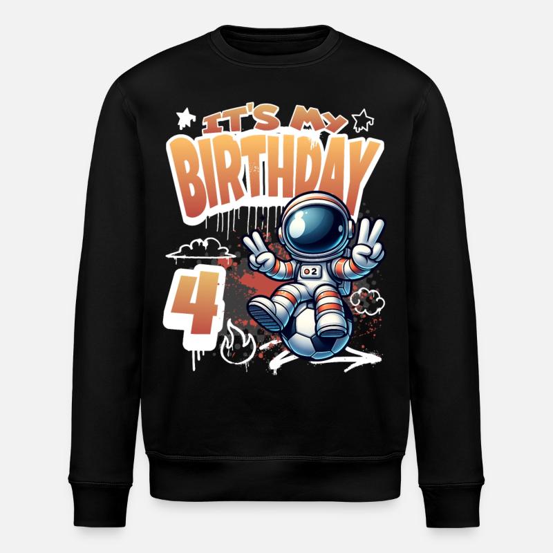 Graffiti Astronaut 4th Birthday - Stanley/Stella ROLLER Unisex Organic Sweatshirt - black