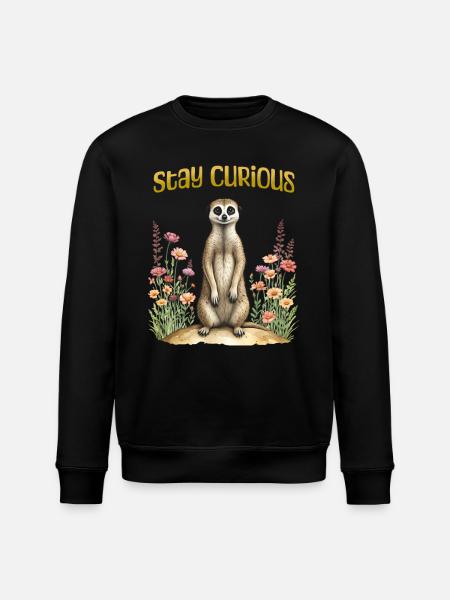 Bleib neugierig, süßes Erdmännchen - Stanley/Stella Unisex Bio-Sweatshirt ROLLER - Schwarz