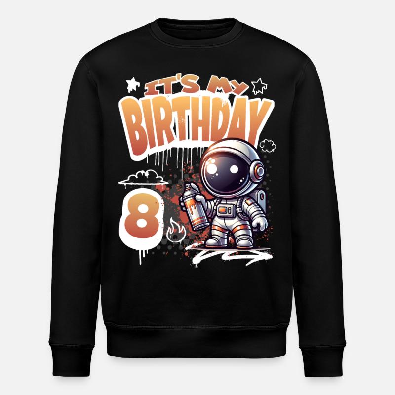 Graffiti Astronaut 8th Birthday - Stanley/Stella ROLLER Unisex Organic Sweatshirt - black