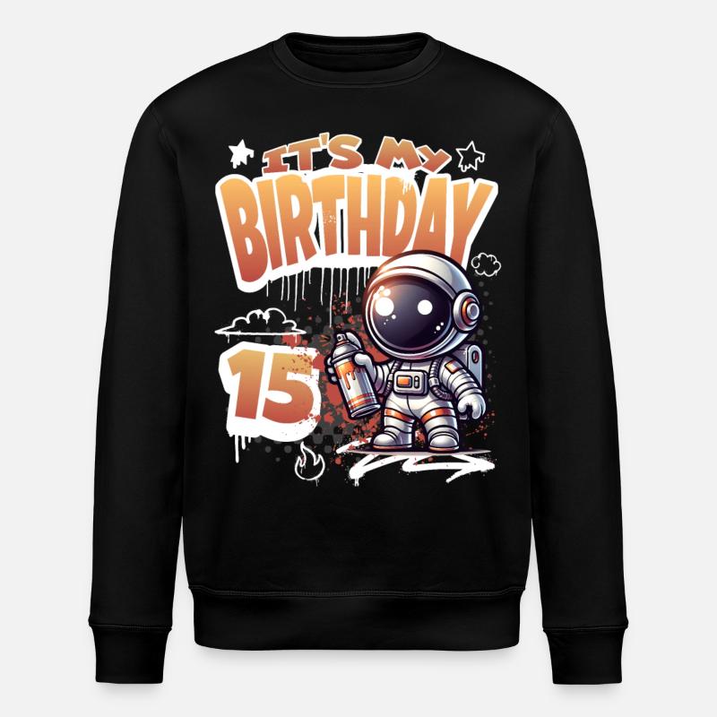 Graffiti Astronaut 15th Birthday - Stanley/Stella ROLLER Unisex Organic Sweatshirt - black