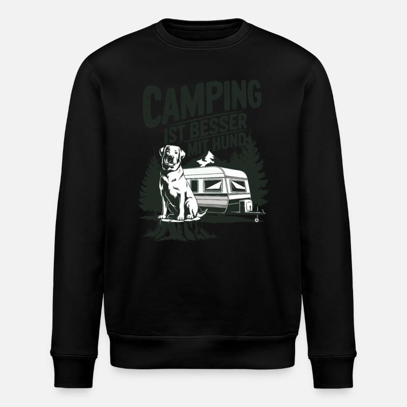 Camping ist besser mit Hund - Stanley/Stella Unisex Bio-Sweatshirt ROLLER - Schwarz