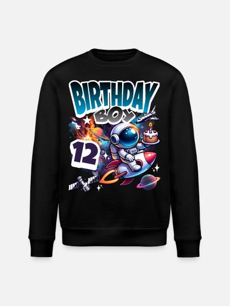 Astronaut 12th Birthday Space - Stanley/Stella ROLLER Unisex Organic Sweatshirt - black