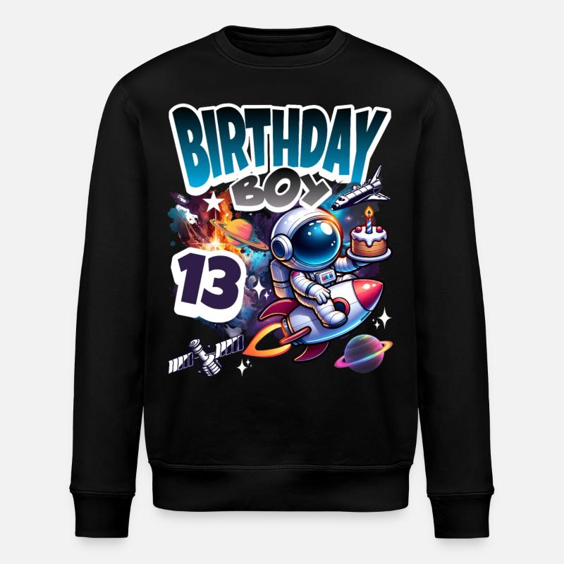 Astronaut 13th Birthday Space - Stanley/Stella ROLLER Unisex Organic Sweatshirt - black