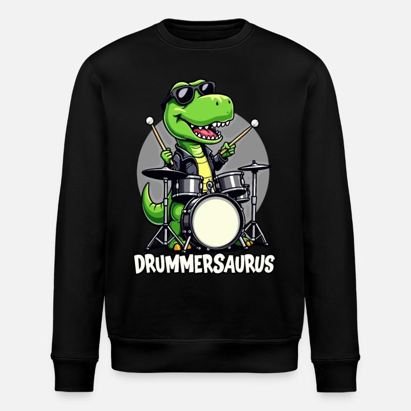 Schlagzeuger, Schlagzeug, Drummer, Drummersaurus - Stanley/Stella ROLLER Unisex Organic Sweatshirt - black