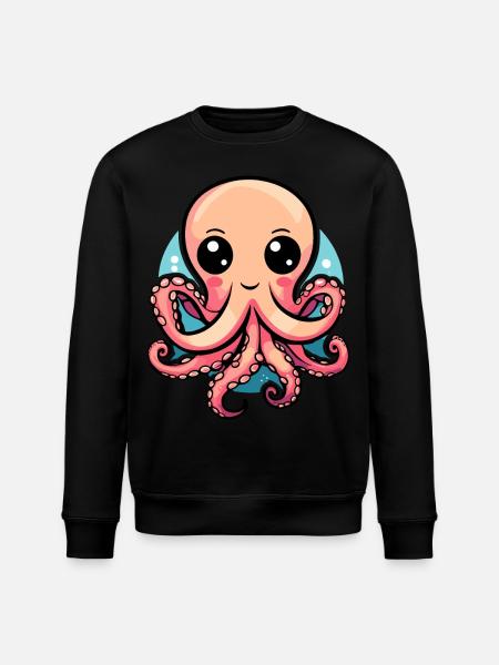 Adorable Kawaii Octopus - Stanley/Stella ROLLER Unisex Organic Sweatshirt - black