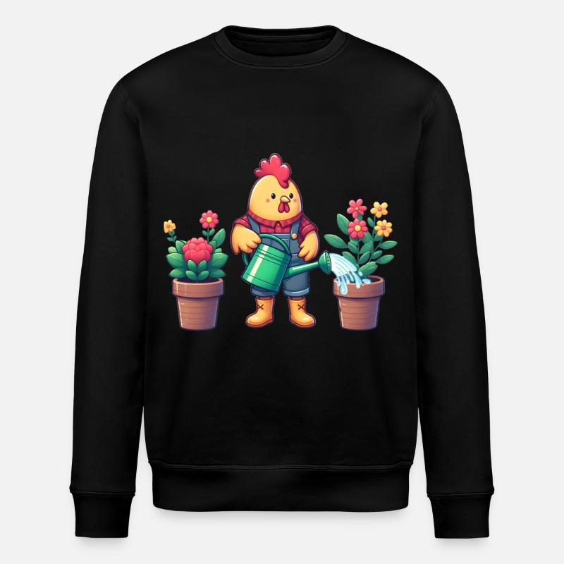 Huhn als Gärtner - Stanley/Stella Unisex Bio-Sweatshirt ROLLER - Schwarz