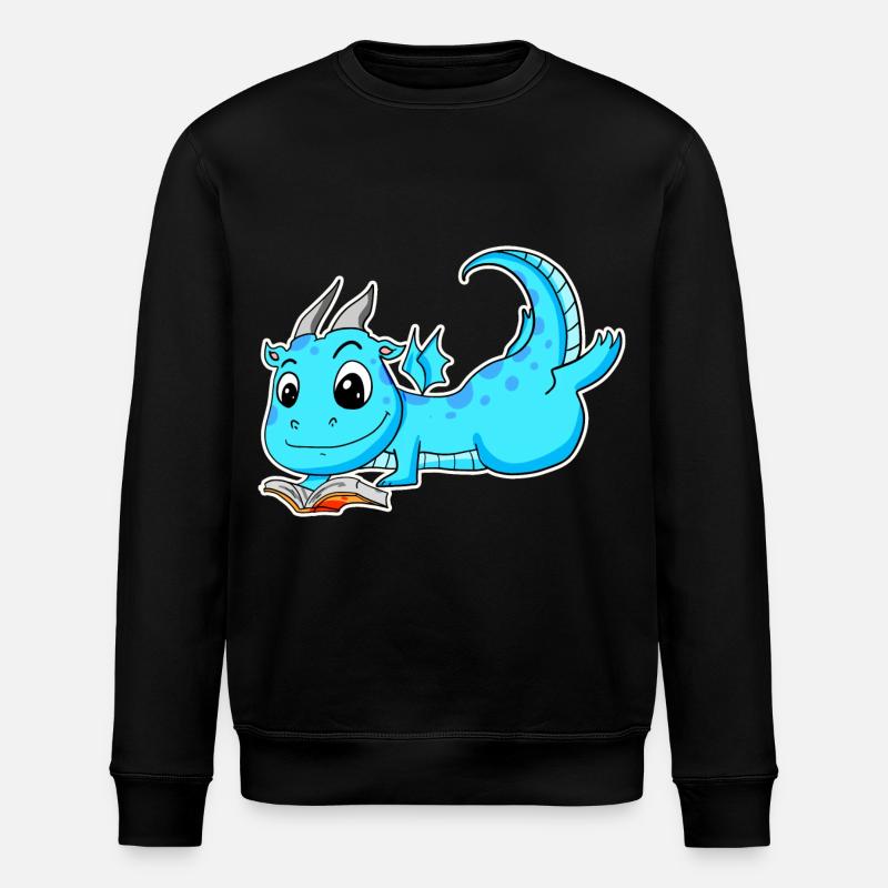 Dragon Book Reading - Stanley/Stella ROLLER Unisex Organic Sweatshirt - black