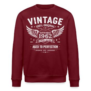Geboren im September 1962 - Stanley/Stella Unisex Bio-Sweatshirt ROLLER - Burgunderrot - Vorne - Nik (191cm)