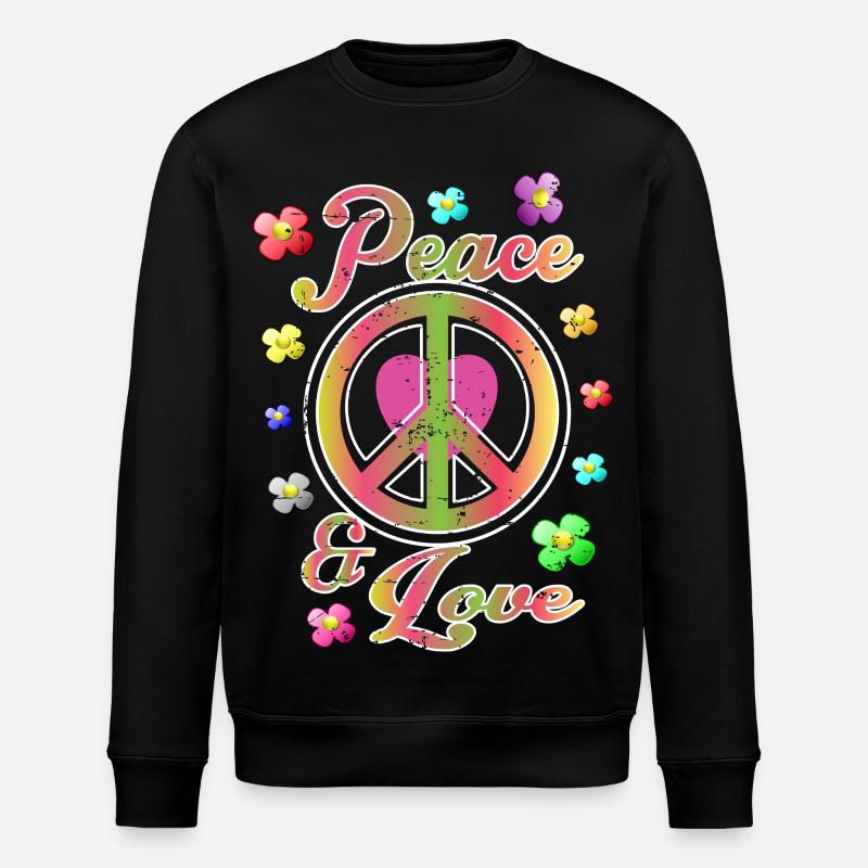 Frieden und Liebe - Stanley/Stella Unisex Bio-Sweatshirt ROLLER - Schwarz