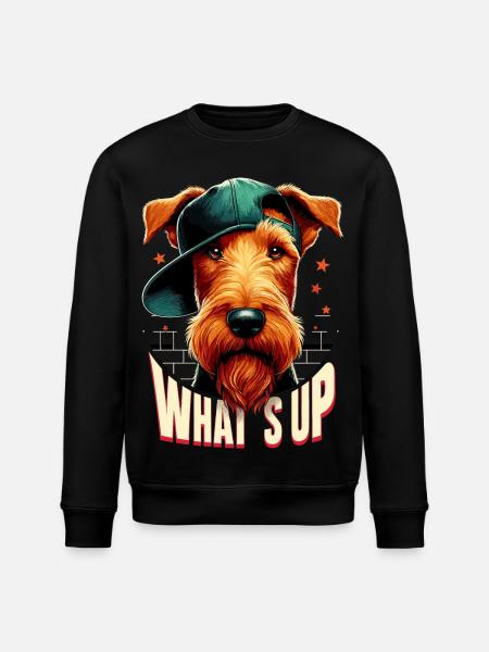 Irish Terrier What's Up Gangsta Dog Gift - Stanley/Stella ROLLER Unisex Organic Sweatshirt - black