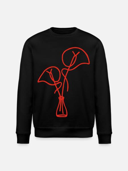 Red Floral Sketch - Stanley/Stella ROLLER Unisex Organic Sweatshirt - black