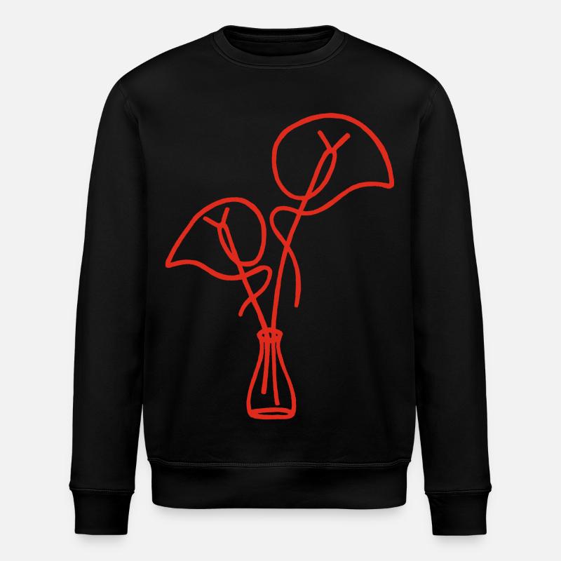 esquisse florale rouge - Sweat bio ROLLER Stanley/Stella Unisexe - noir