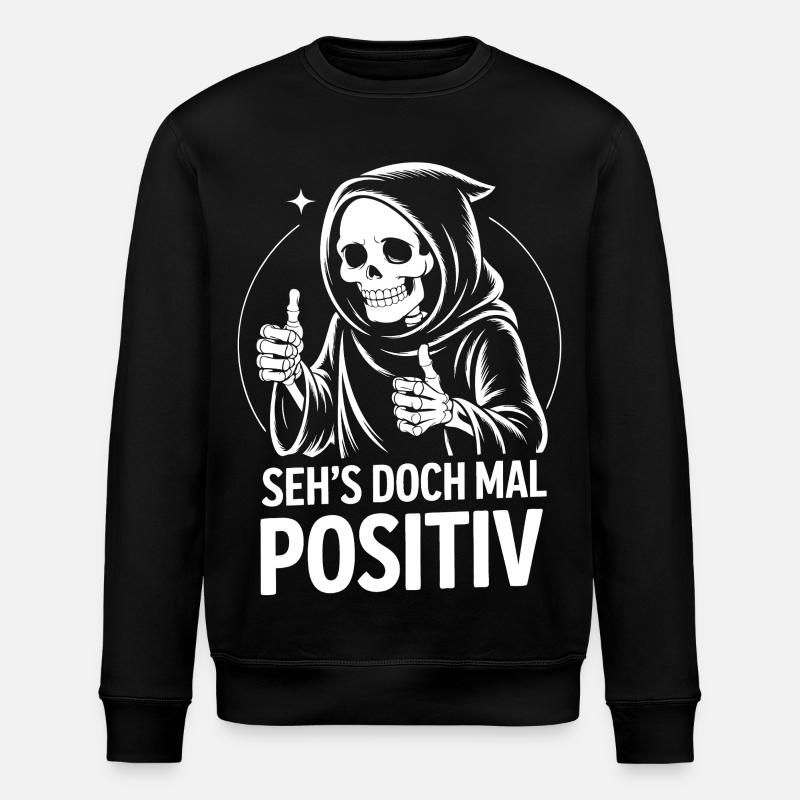 Seh's Doch Mal Positiv Grim Reaper - Stanley/Stella Unisex Bio-Sweatshirt ROLLER - Schwarz