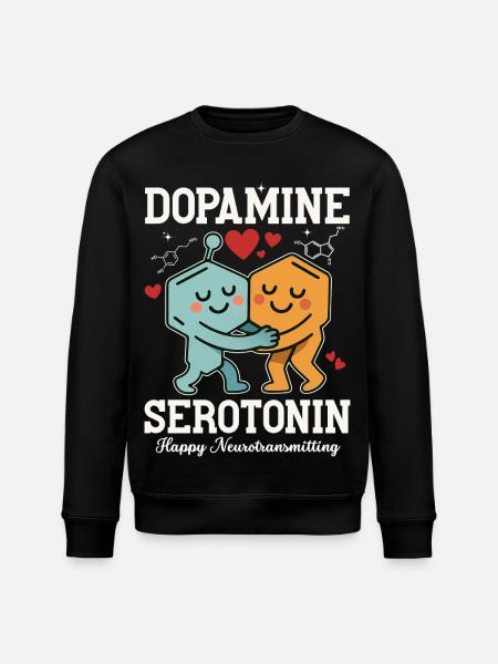 Dopamine Serotonin Hug Design - Stanley/Stella ROLLER Unisex Organic Sweatshirt - black