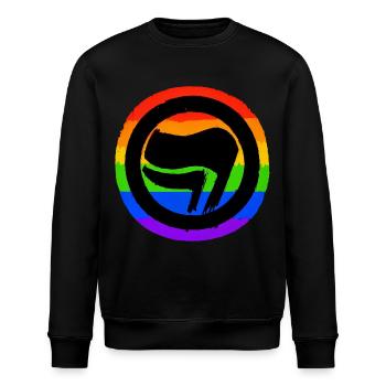 Antifaschistisch Regenbogen - Stanley/Stella Unisex Bio-Sweatshirt ROLLER - Schwarz - Vorne - Nik (191cm)