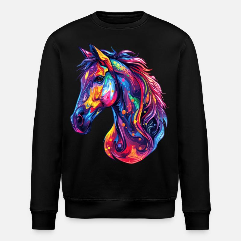 Ein psychedelischer Pferdekopf - Stanley/Stella Unisex Bio-Sweatshirt ROLLER - Schwarz