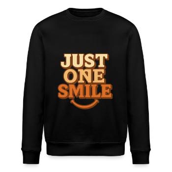 ''NUR EIN LÄCHELN'' - Stanley/Stella Unisex Bio-Sweatshirt ROLLER - Schwarz - Vorne - Nik (191cm)