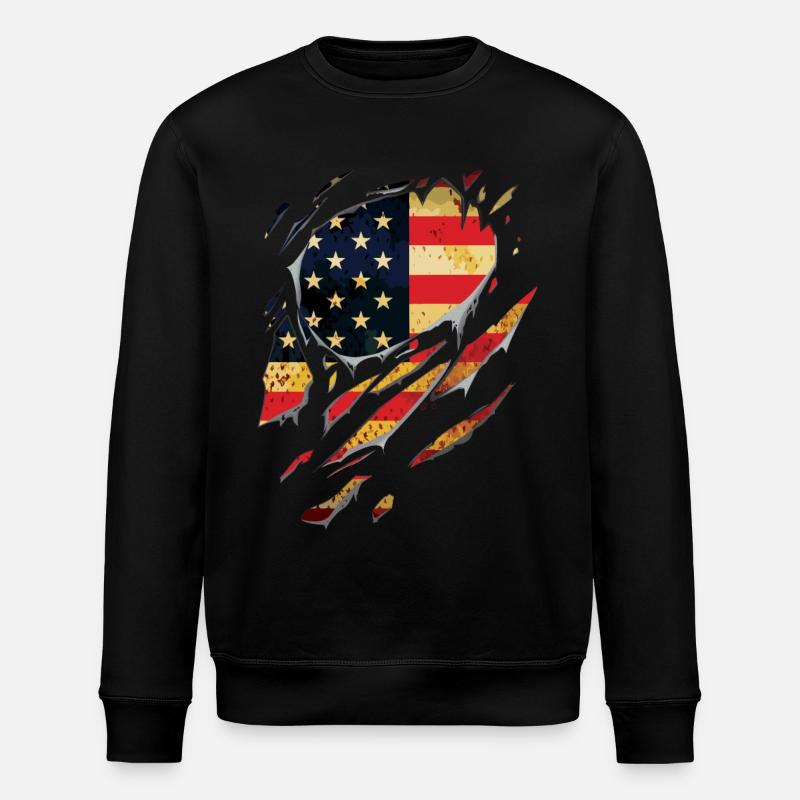 Déchiré USA Flage cadeau larmes - Sweat bio ROLLER Stanley/Stella Unisexe - noir