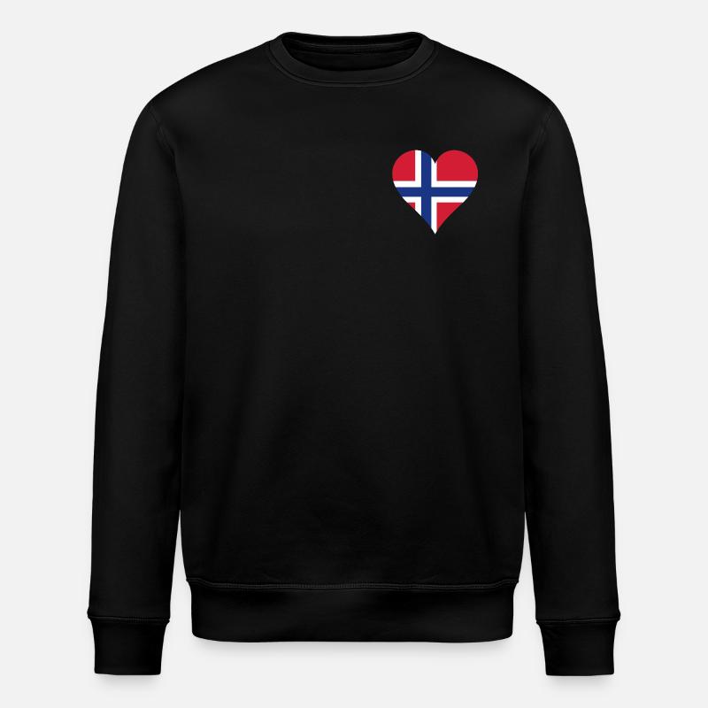 Norwegen als Herz - Stanley/Stella Unisex Bio-Sweatshirt ROLLER - Schwarz