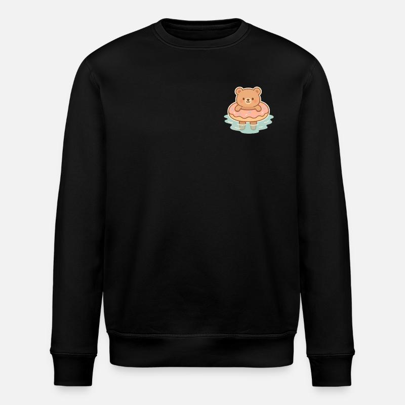 Süßer Teddybär im Wasser - Stanley/Stella Unisex Bio-Sweatshirt ROLLER - Schwarz