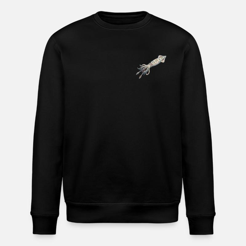 Embroidered squid – sea design (printed) - Stanley/Stella ROLLER Unisex Organic Sweatshirt - black