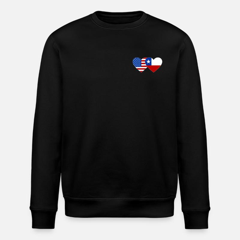 USA Chile Flagge Herz - Stanley/Stella Unisex Bio-Sweatshirt ROLLER - Schwarz