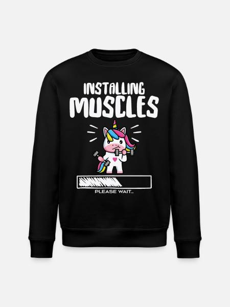 rolig, söt, enhörning, träning, gym, kondition, enhörning - Ekologisk sweatshirt ROLLER unisex från Stanley/Stella - svart