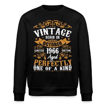 1966 Retro 1966 Oktober Geburtstag Oktober 1966 - Stanley/Stella Unisex Bio-Sweatshirt ROLLER - Schwarz - Vorne - Nik (191cm)