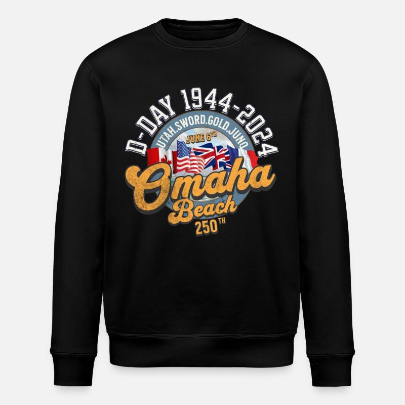 Omaha Beach 250th anniversary - Stanley/Stella ROLLER Unisex Organic Sweatshirt - black