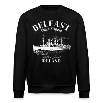 Belfast, Northern Ireland, United Kingdom - Stanley/Stella ROLLER Unisex Organic Sweatshirt - black - Front - Nik (191cm)