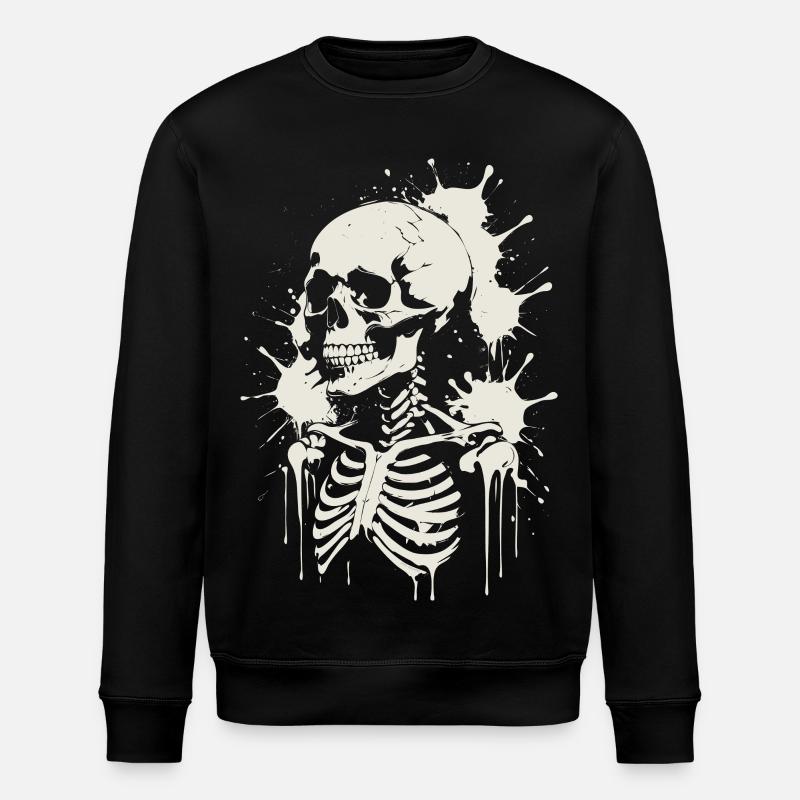 Schädel Skelett Schädel & Malerei - Stanley/Stella Unisex Bio-Sweatshirt ROLLER - Schwarz