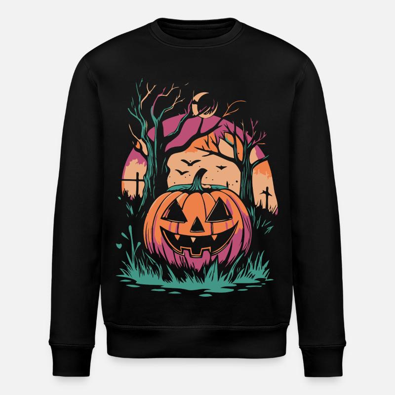 Herbstlicher verzauberter Kürbis - Stanley/Stella Unisex Bio-Sweatshirt ROLLER - Schwarz