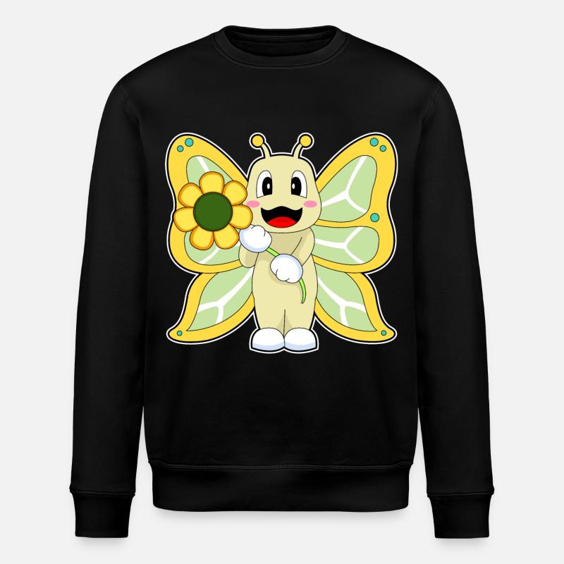 Schmetterling Blume - Stanley/Stella Unisex Bio-Sweatshirt ROLLER - Schwarz