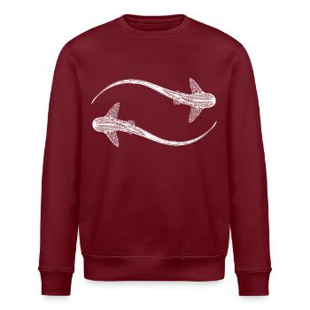 Elegant leopard sharks - Triakis semifasciata - Stanley/Stella ROLLER Unisex Organic Sweatshirt - burgundy - Front - Nik (191cm)