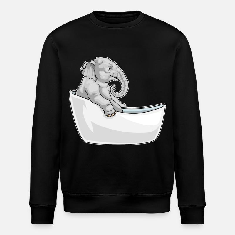Elephant Bathing Bathtub - Stanley/Stella ROLLER Unisex Organic Sweatshirt - black