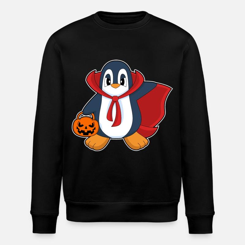 Penguin Halloween Pumpkin Cloak - Stanley/Stella ROLLER Unisex Organic Sweatshirt - black