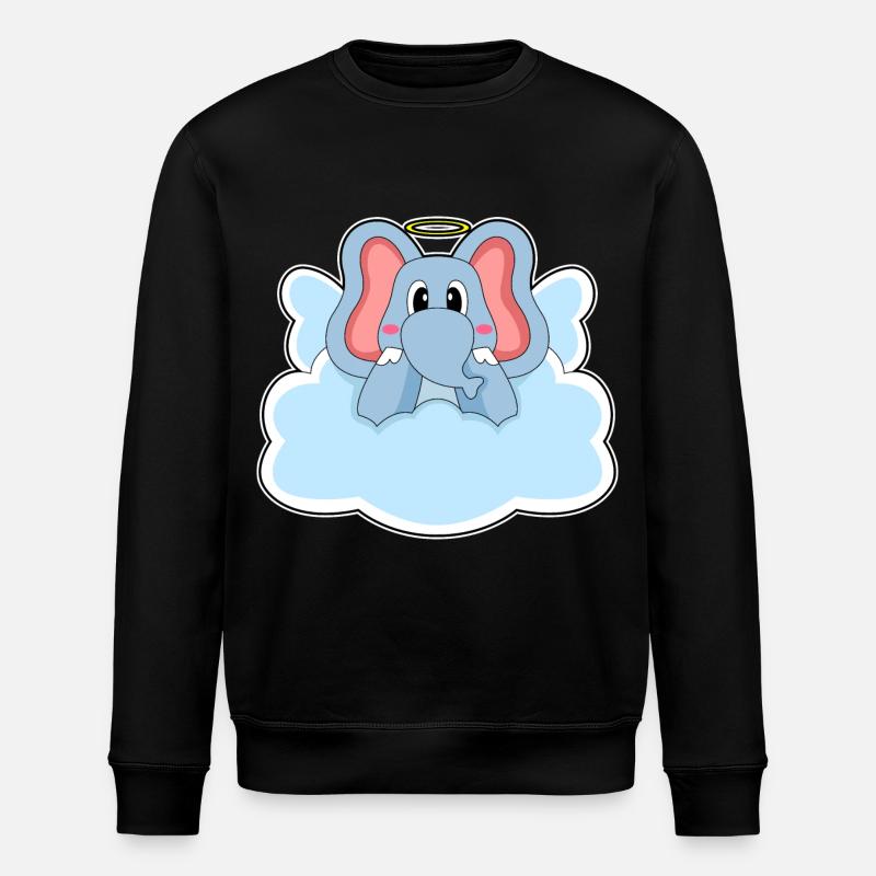 Elephant Angel Clouds - Stanley/Stella ROLLER Unisex Organic Sweatshirt - black