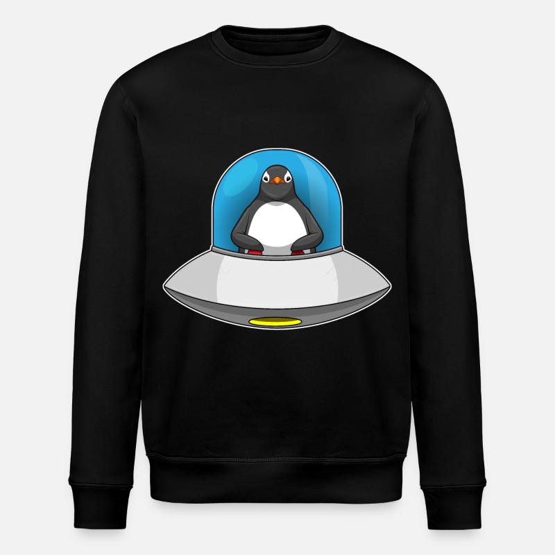 Penguin Spaceship Space - Stanley/Stella ROLLER Unisex Organic Sweatshirt - black
