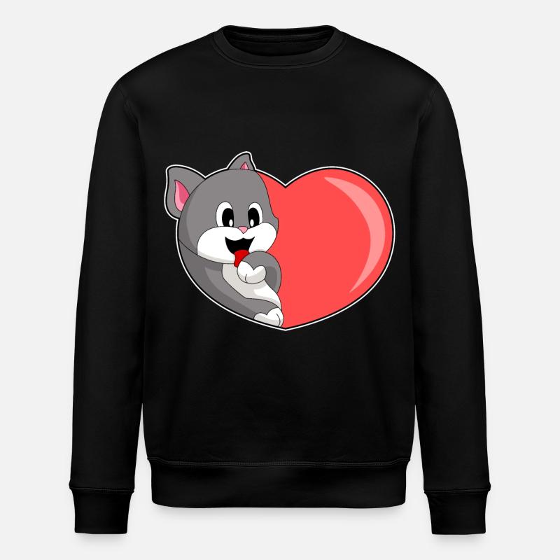 Cat Heart - Stanley/Stella ROLLER Unisex Organic Sweatshirt - black