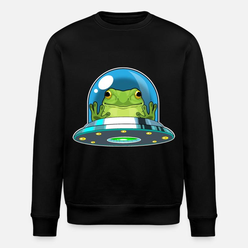 Frog Spaceship Space - Stanley/Stella ROLLER Unisex Organic Sweatshirt - black