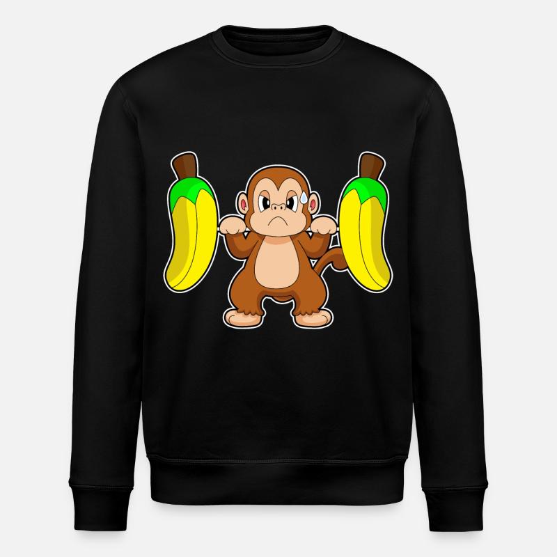Affe Banane Bodybuilding Hantel - Stanley/Stella Unisex Bio-Sweatshirt ROLLER - Schwarz