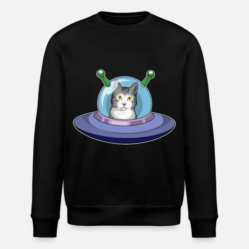Cat UFO - Stanley/Stella ROLLER Unisex Organic Sweatshirt - black