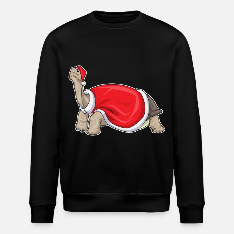 Turtle Christmas Santa Hat - Stanley/Stella ROLLER Unisex Organic Sweatshirt - black