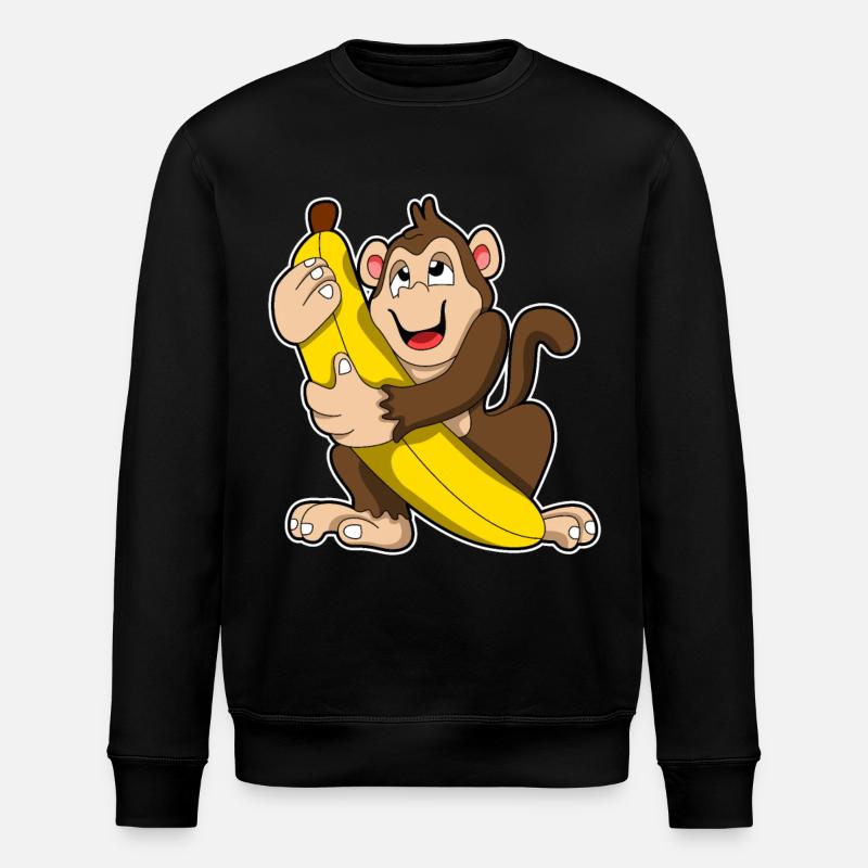 Monkey with bananas - Stanley/Stella ROLLER Unisex Organic Sweatshirt - black
