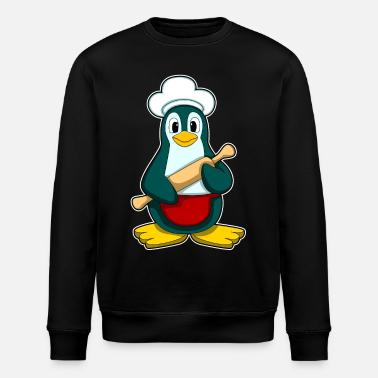 Pinguin als Bäcker mit Nudelholz - Stanley/Stella Unisex Bio-Sweatshirt ROLLER - Schwarz