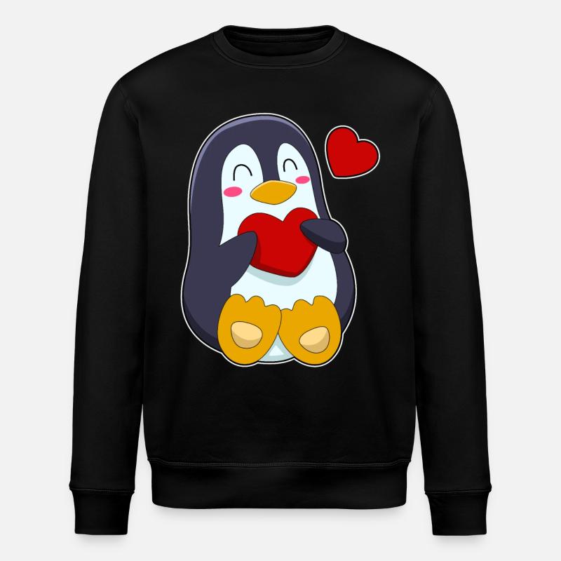 Penguin with heart - Stanley/Stella ROLLER Unisex Organic Sweatshirt - black