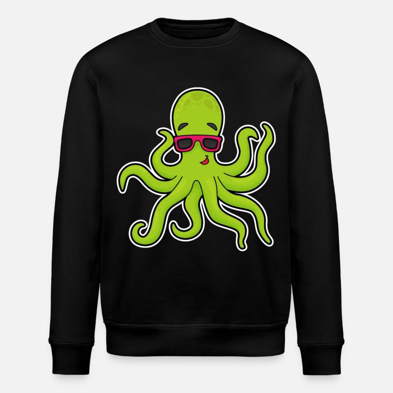 Octopus with sunglasses - Stanley/Stella ROLLER Unisex Organic Sweatshirt - black