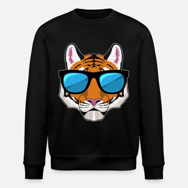 Tiger with sunglasses - Stanley/Stella ROLLER Unisex Organic Sweatshirt - black