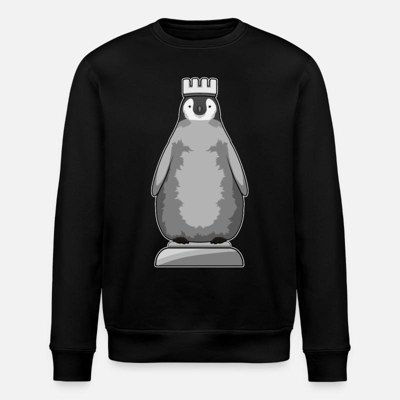Pinguin als Schachfigur König - Stanley/Stella Unisex Bio-Sweatshirt ROLLER - Schwarz